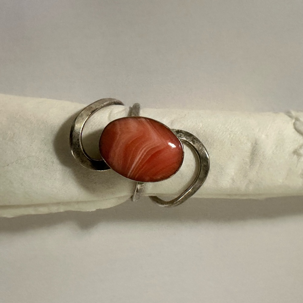 Silver and Red Stone Women's Ring